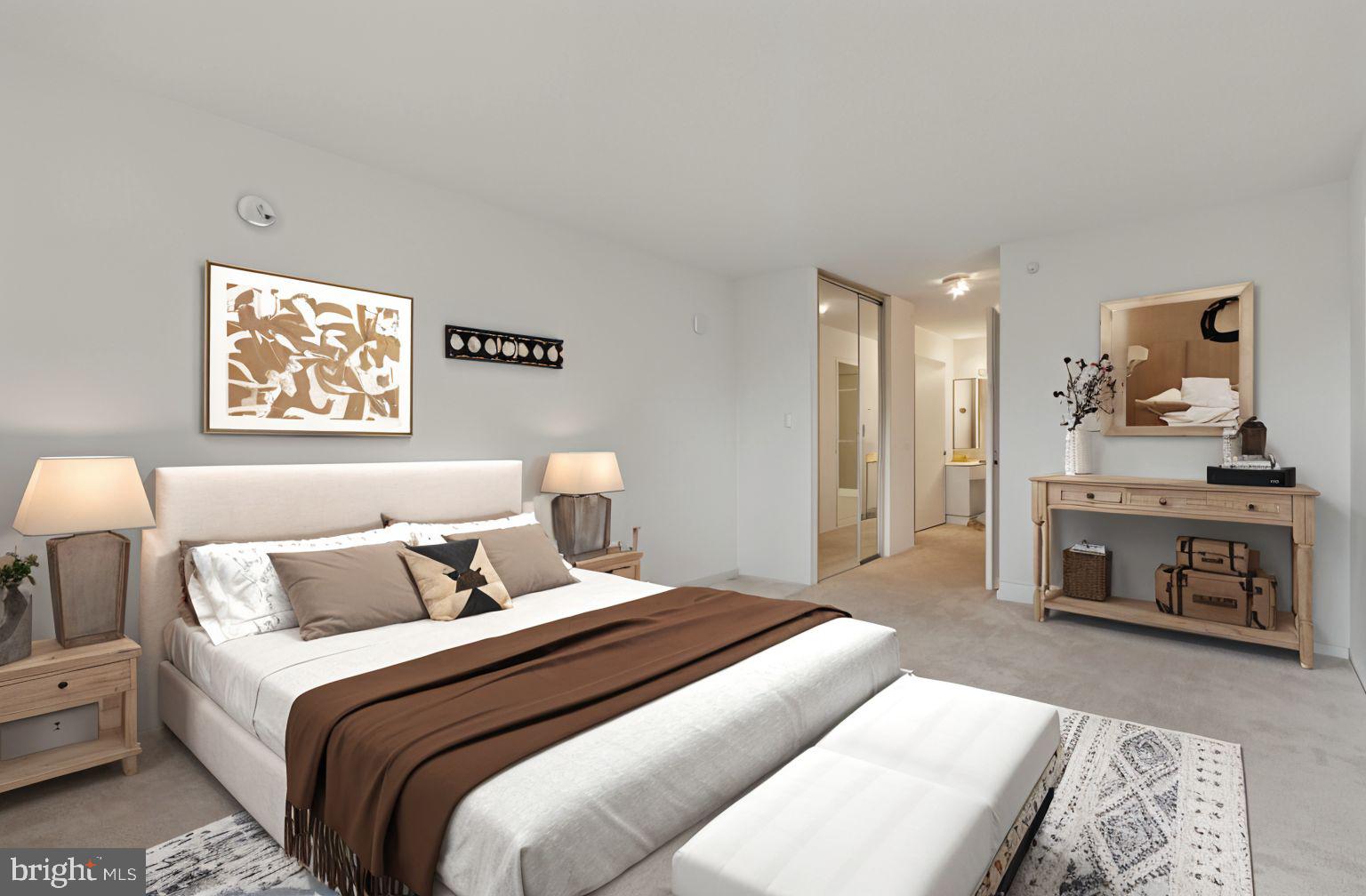 15115 Interlachen Drive, Unit 3815 Silver Spring, MD 20906 - Photo 21 of 27 a bedroom with a bed and a couch