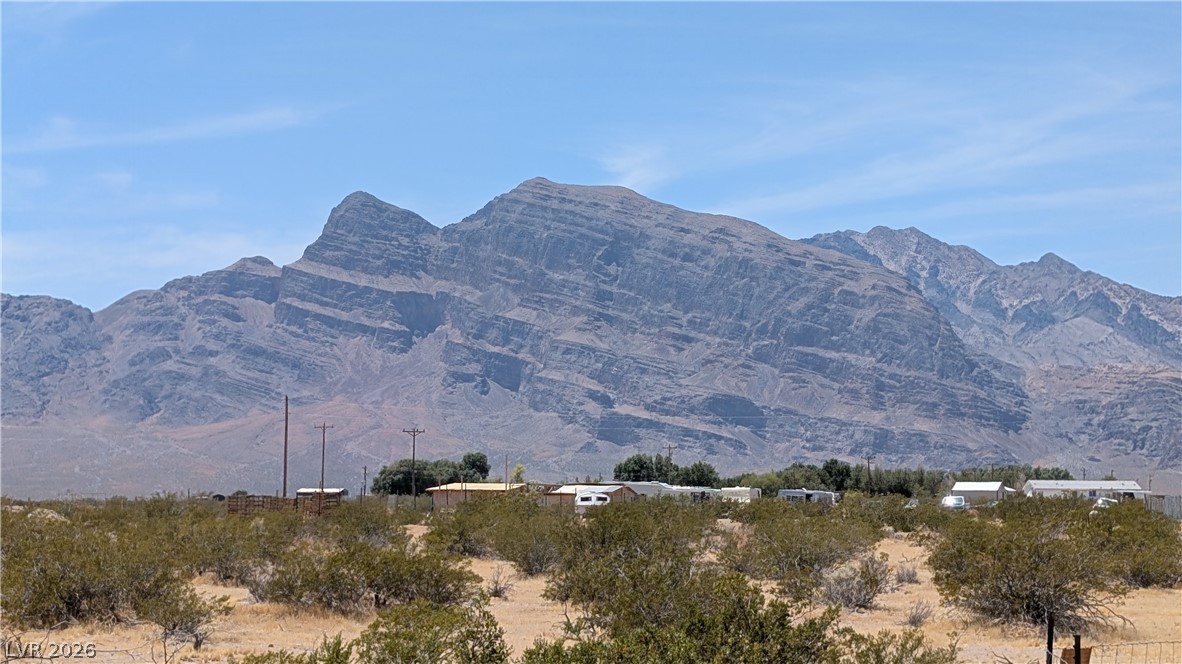 2586 South Miner Road Amargosa Valley, NV 89020 - Photo 3 of 10 Dramatic mountain backdrops provide a captivating vista for a desert landscape dotted with native plants.
