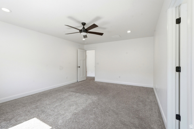 338 Windy Rdg Drive Smithfield, UT 84335 - Photo 32 of 63 Spacious room featuring neutral carpeting, a ceiling fan with integrated lighting, and recessed lighting fixtures