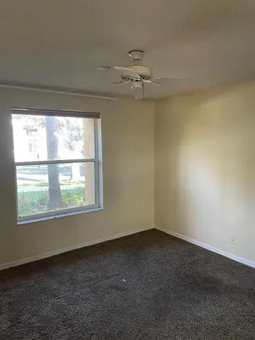 an empty room with a door