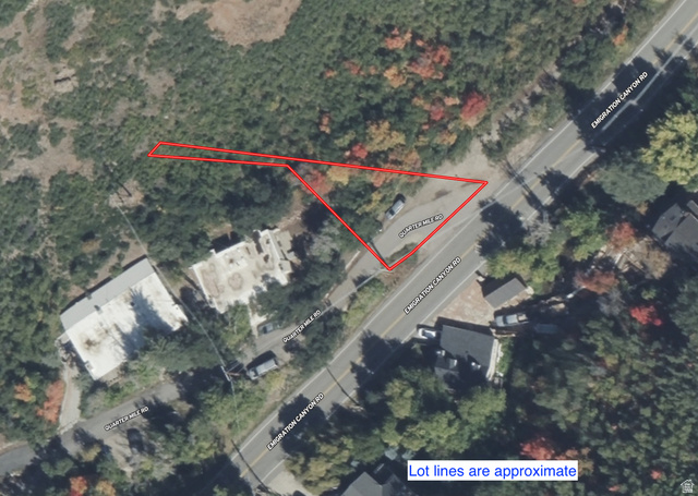 6739 Emigration Canyon Road Emigration Canyon, UT 84108 - Photo 1 of 6 Property Boundary Overlay. Illustrating the approximate property lines on an aerial image