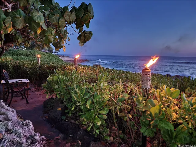 a garden view with sitting space