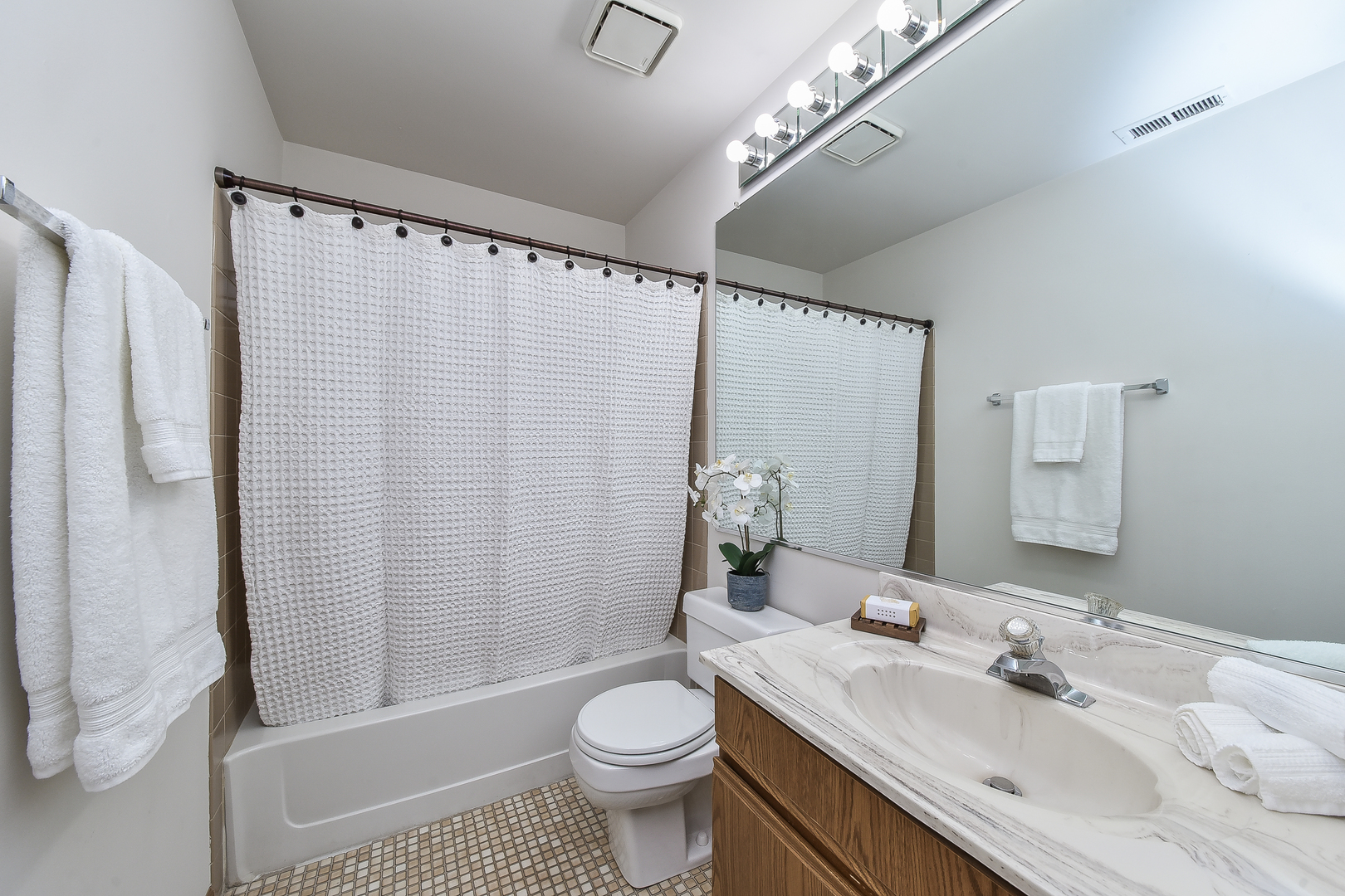 -n159 Windermere Road, Unit 1107 Winfield, IL 60190 - Photo 10 of 14 a bathroom with a sink a toilet a mirror and shower curtain