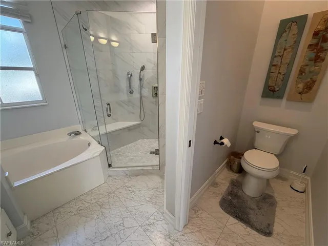 a bathroom with a toilet and a bathtub