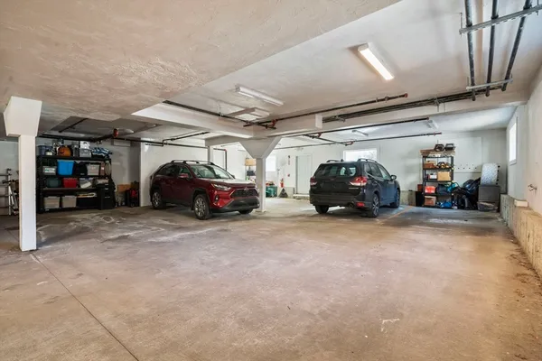 a car parked in a garage