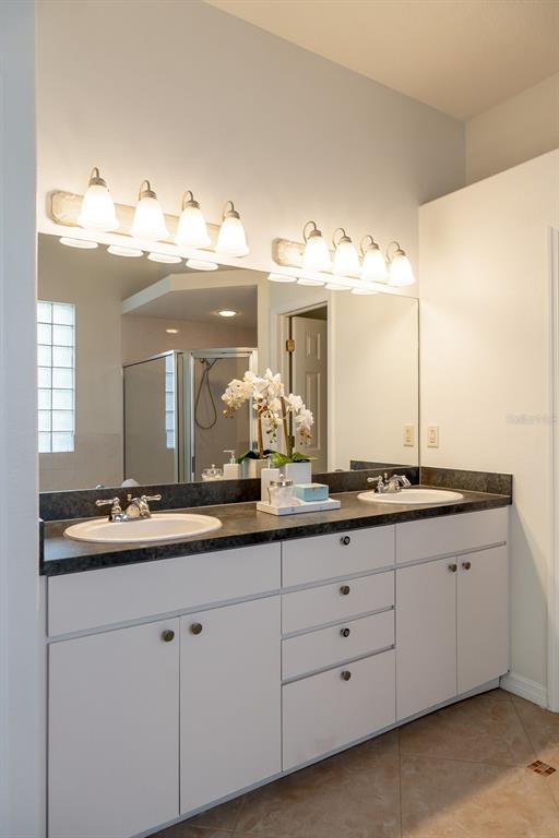 814 Brantenburg Way Lutz, FL 33548 - Photo 20 of 34 a bathroom with a double vanity sink and a mirror