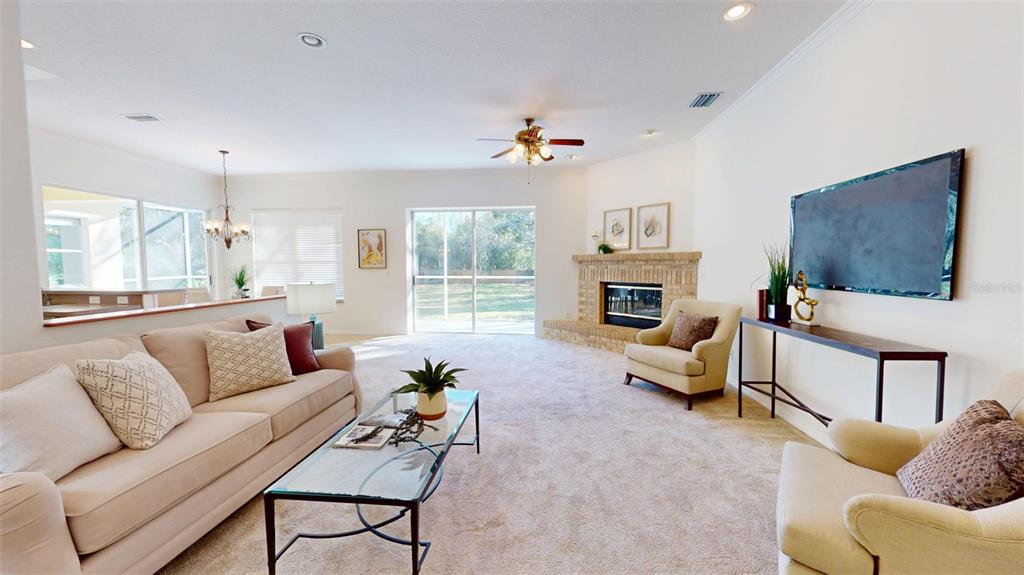 814 Brantenburg Way Lutz, FL 33548 - Photo 5 of 34 a living room with furniture a flat screen tv and a fireplace