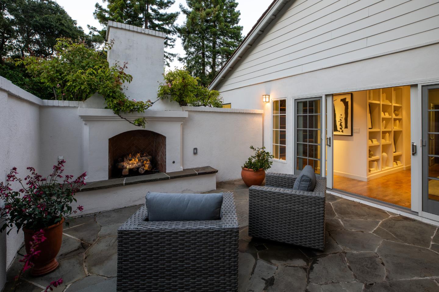 296 Greenoaks Drive Atherton, CA 94027 - Photo 15 of 21 a living room with furniture and a fireplace