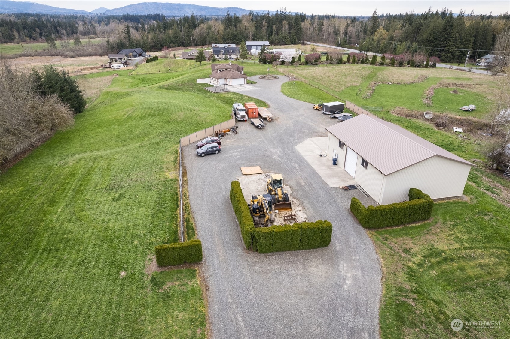2131 Central Road Everson, WA 98247 - Photo 36 of 40 an aerial view of a house with garden space and street view