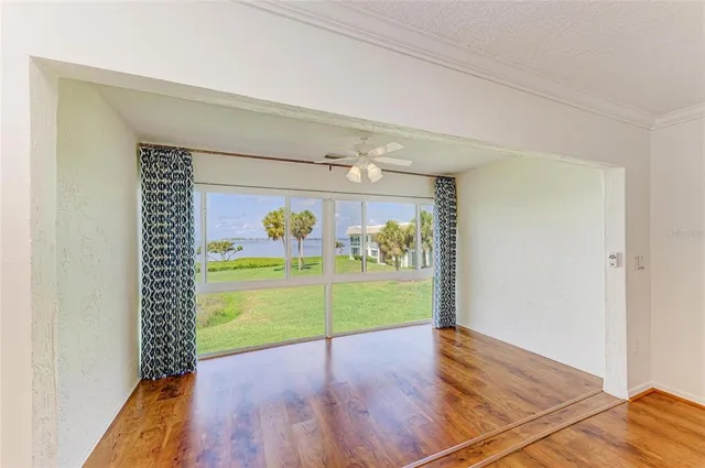 a view of a lake with a city