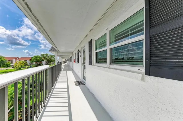 an aerial view of a pool