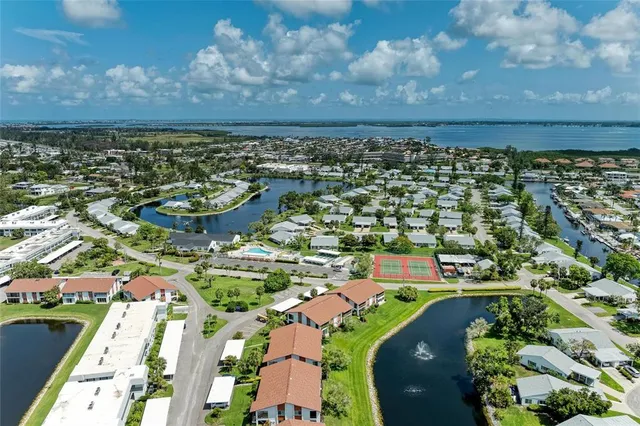 an aerial view of a house with a garden