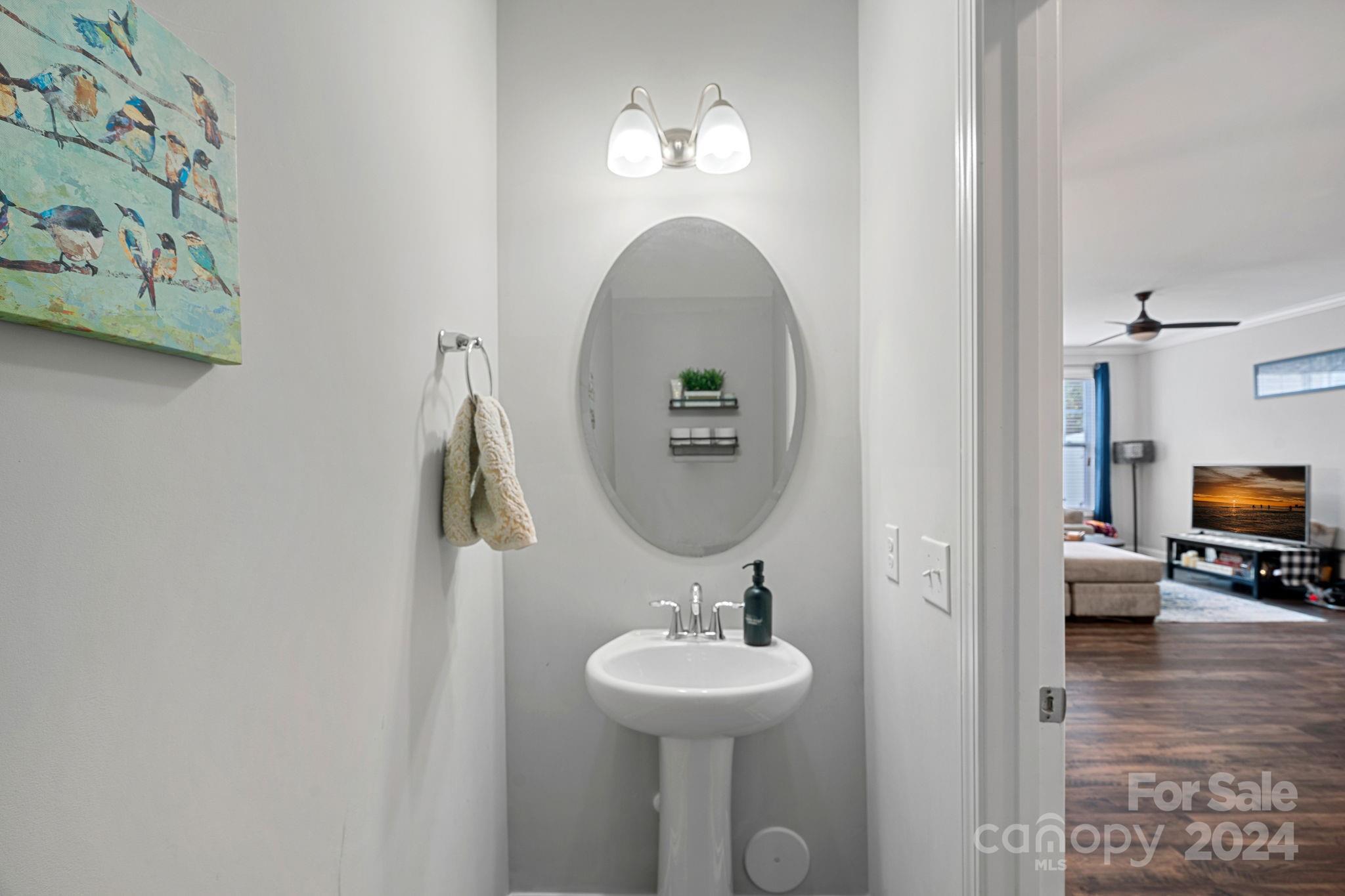 7044 Harris Bay Road Charlotte, NC 28269 - Photo 8 of 17 a bathroom with a sink and a mirror