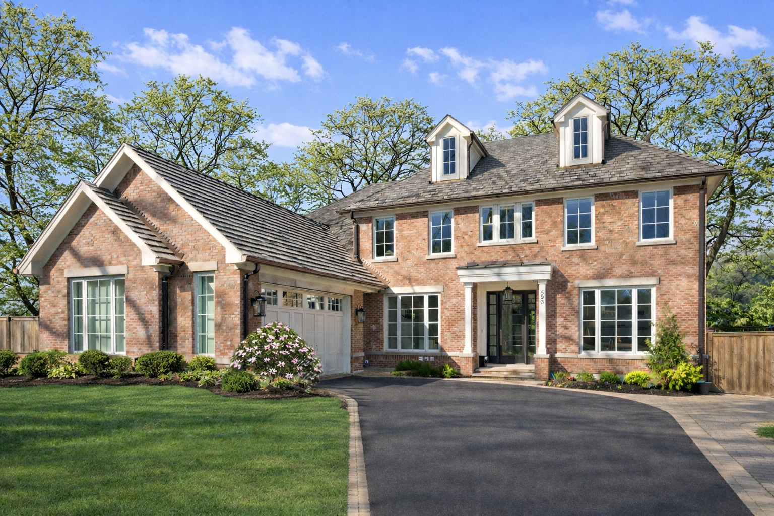 front view of a house with a yard