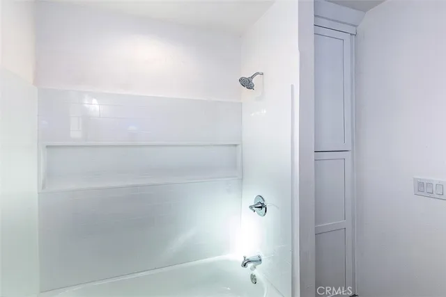 a bathroom with a bathtub