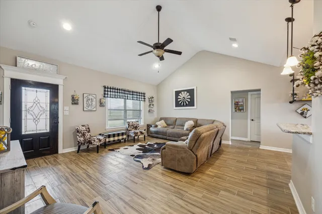 a living room with furniture