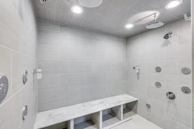 a bathroom with a shower