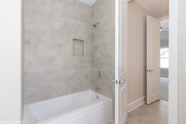 a bathroom with a bathtub