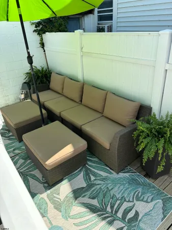 a view of an outdoor sitting area