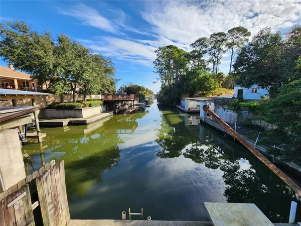 a view of a lake with houses