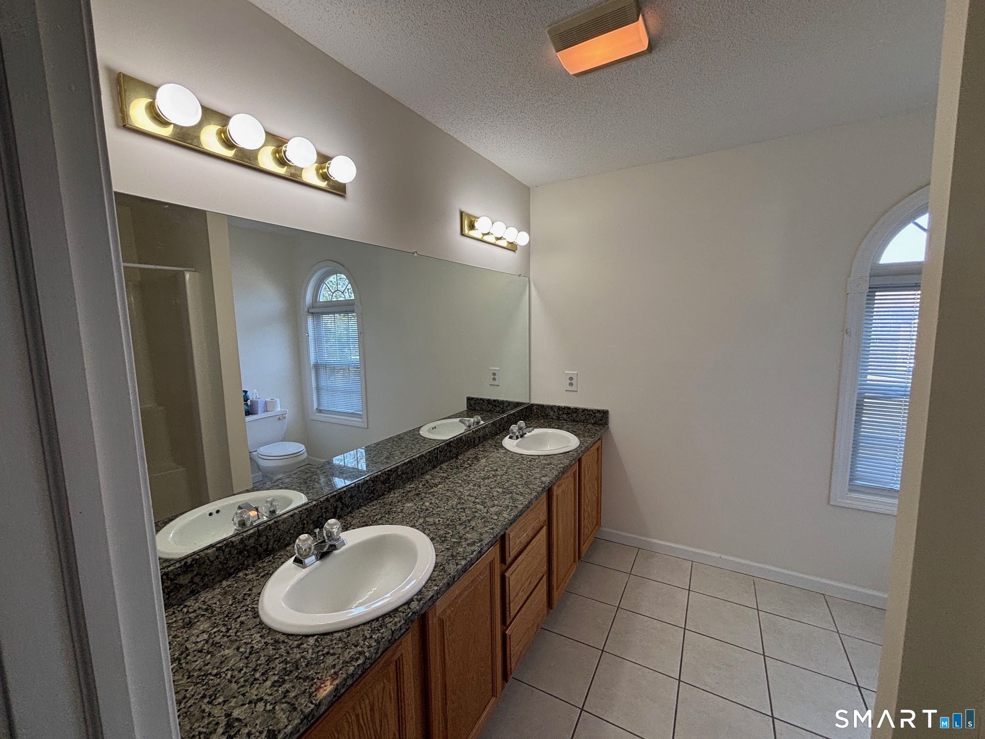 83 Danny's Way, Unit 83 Wallingford, CT 06492 - Photo 31 of 38 a bathroom with a granite countertop sink a toilet and a mirror
