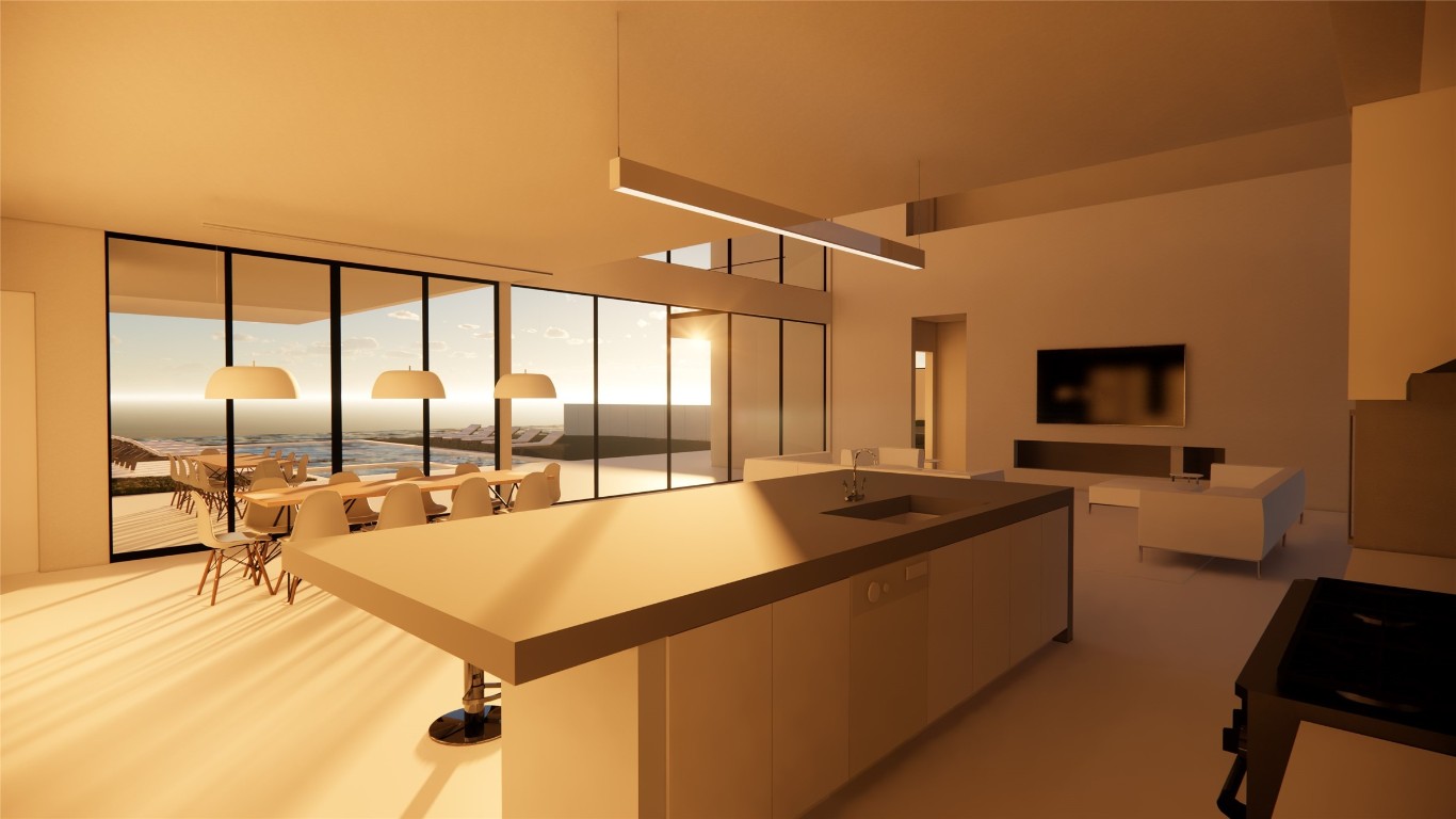 2805 Pearce Road Austin, TX 78730 - Photo 22 of 24 a large kitchen with kitchen island a counter top a stove a sink and a refrigerator