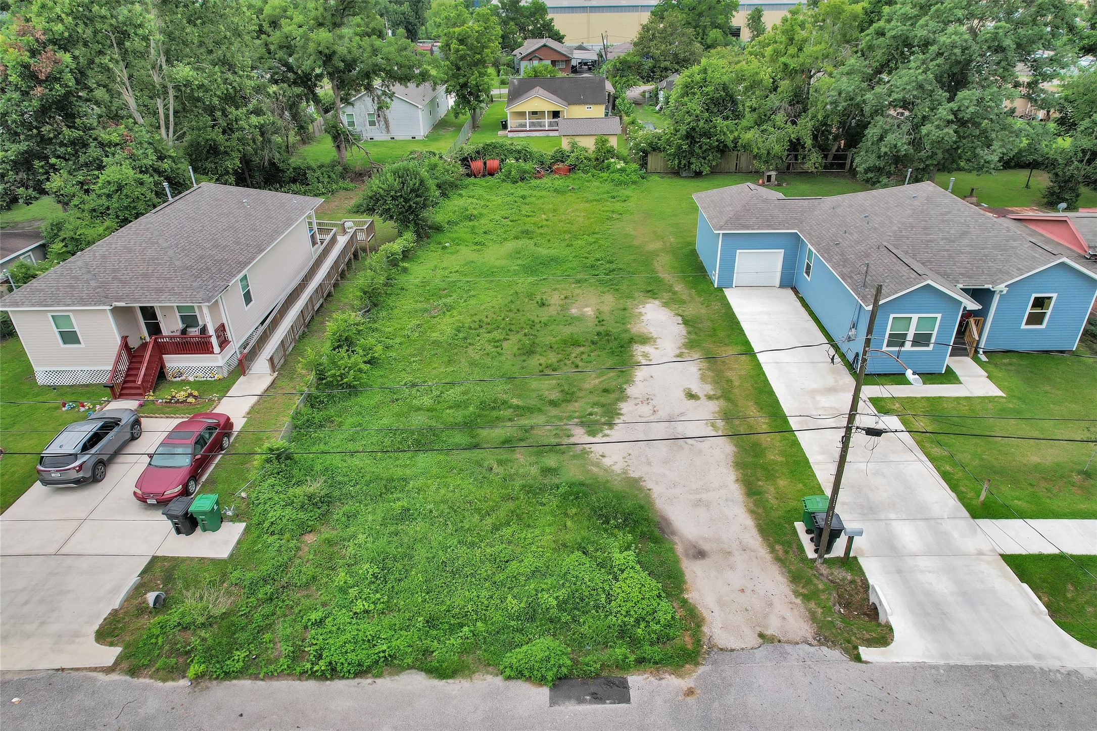 an aerial view of a house