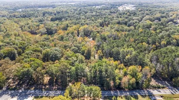 a view of a forest with houses