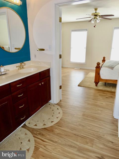 1234 Kelley Neck Road Lancaster, VA 22503 - Photo 30 of 71 a bathroom with a sink and a mirror