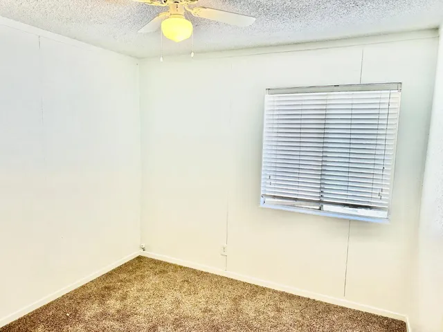 a view of a small space with a window