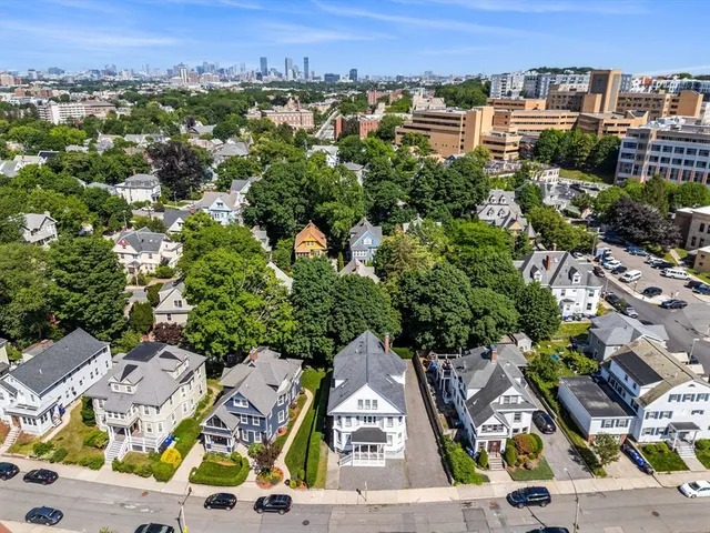 an aerial view of multiple house