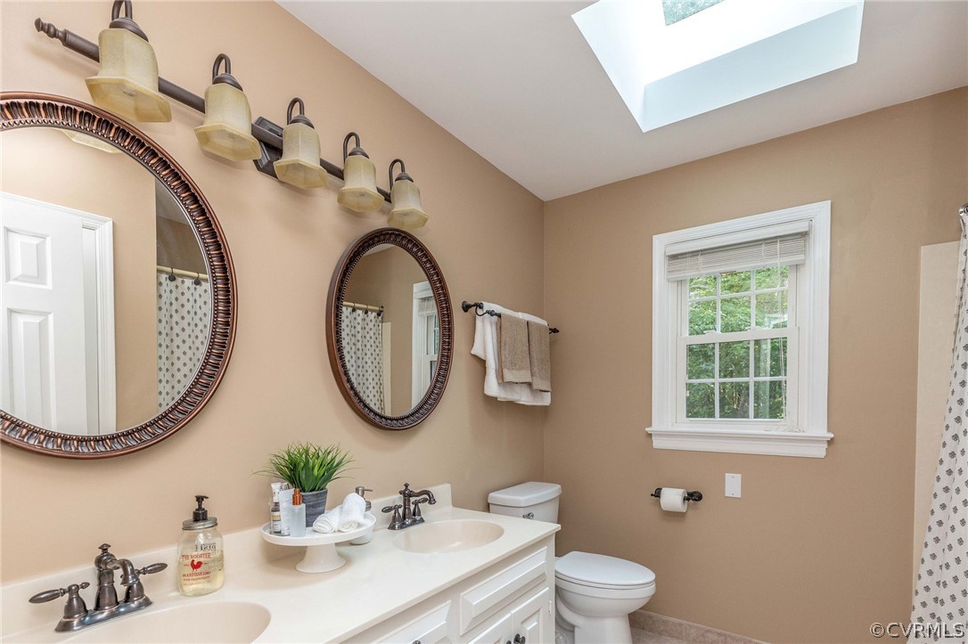 14302 Huntgate Woods Road Midlothian, VA 23112 - Photo 33 of 50 a bathroom with a toilet a sink and a mirror