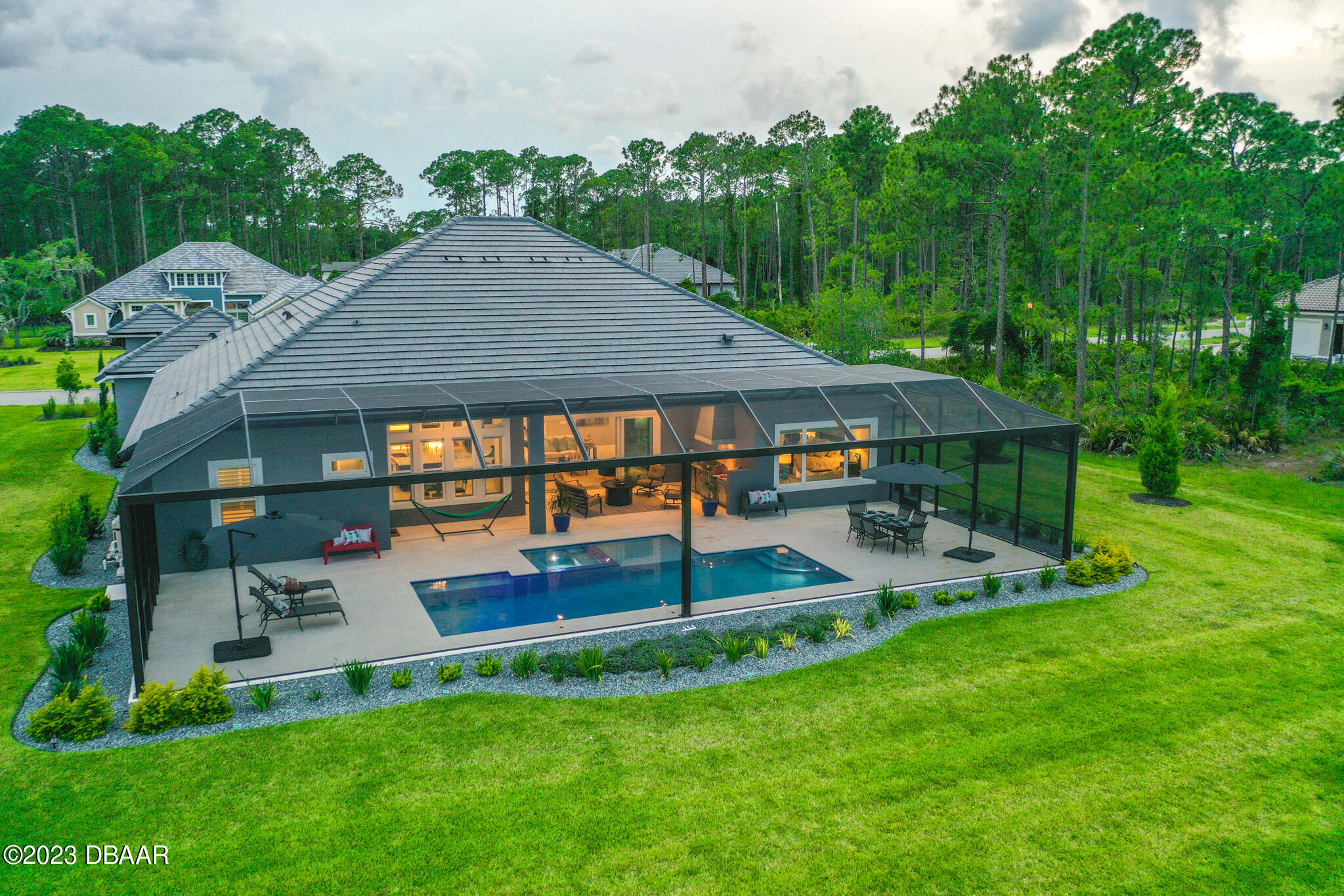 1019 Sudbury Lane Ormond Beach, FL 32174 - Photo 76 of 94 Aerial Evening of Backyard