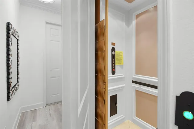 a view of a closet from a hallway