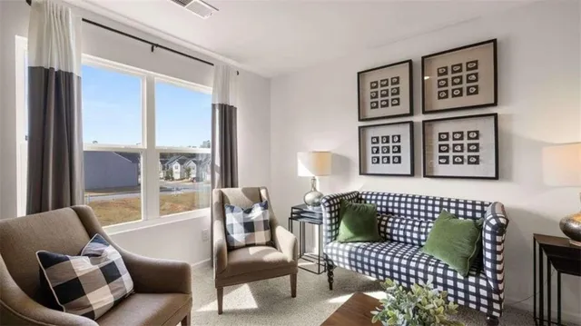 a living room with furniture