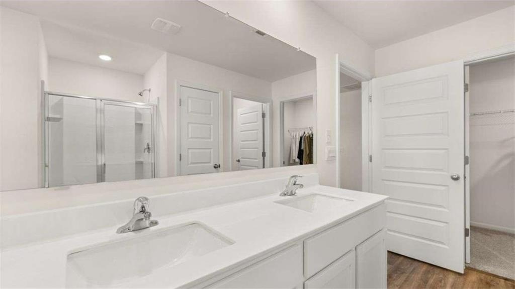 96 White Spruce Way Newnan, GA 30265 - Photo 21 of 43 a bathroom with a sink and a mirror