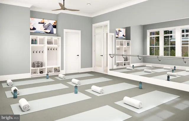 a view of a room with gym equipment