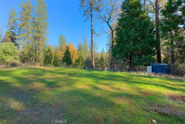 a backyard of a house with lots of green space and fountain