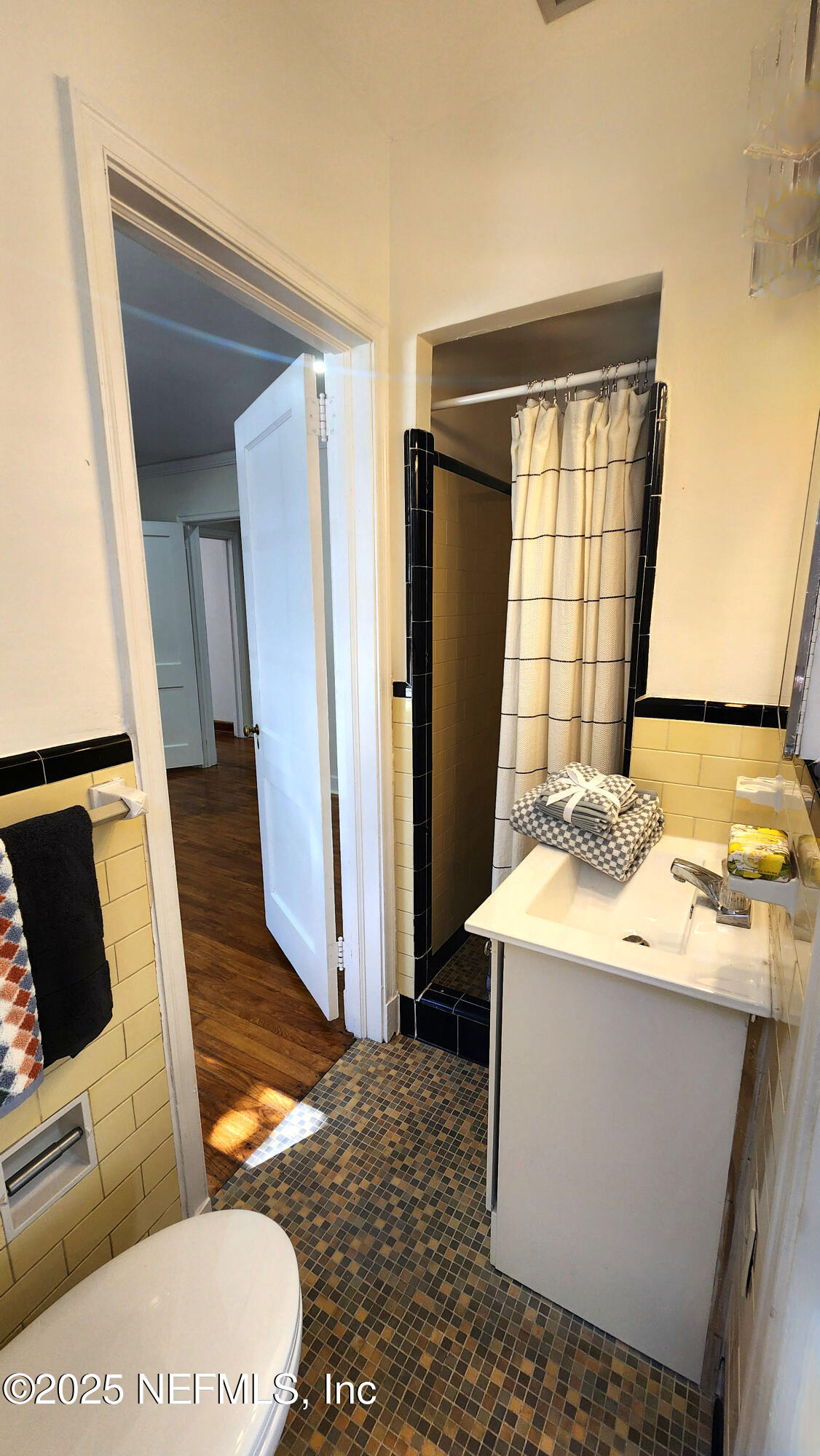 1418 Nicholson Road Jacksonville, FL 32207 - Photo 18 of 35 a bathroom with a sink a toilet and mirror