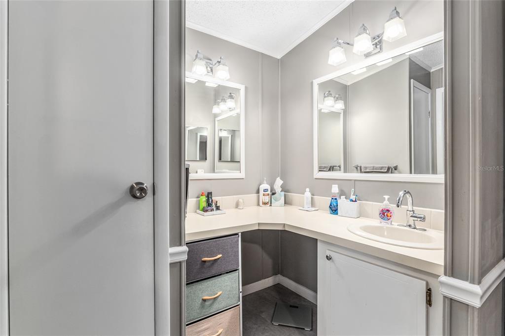 1727 Hilton Head Boulevard Lady Lake, FL 32159 - Photo 21 of 39 a en suite bathroom with 2 sink flowerpot and a mirror