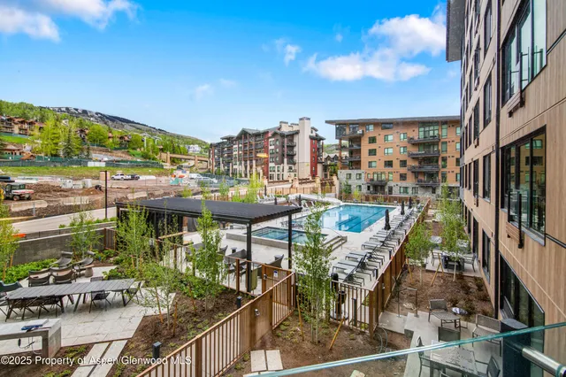 a view of a city from a patio