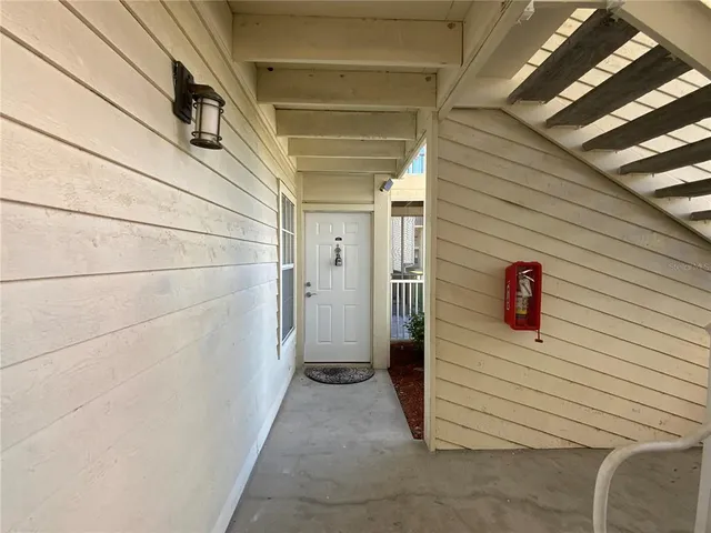 a view of a wooden door