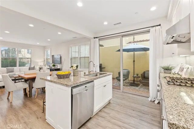 a room with lots of counter top space and furniture
