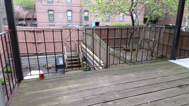a view of a building from a balcony