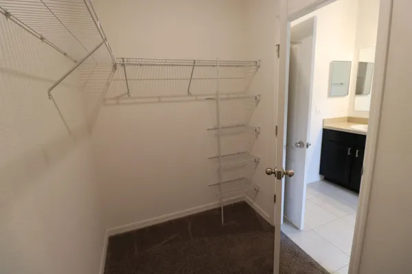 an empty room with closet