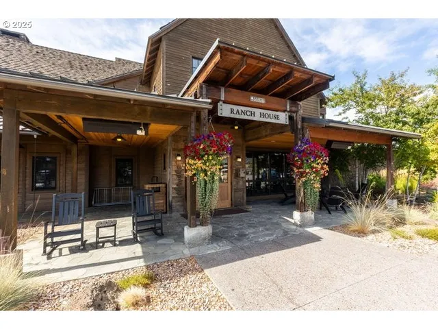 a outdoor space with lots of tables and chairs