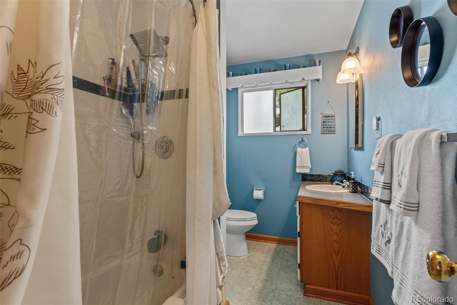 7296 Raritan Street Denver, CO 80221 - Photo 13 of 23 a bathroom with a sink a toilet and shower