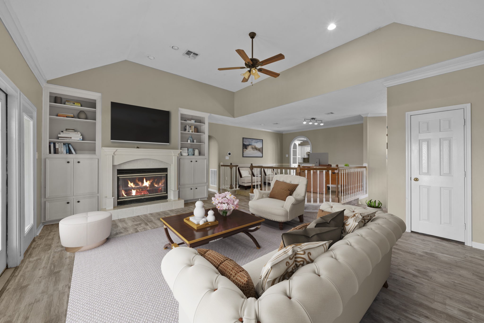 169 April Cove Montgomery, TX 77356 - Photo 23 of 39 Virtually Staged: Thoughtfully designed with a ceiling fan for added comfort and conveniently located just steps from the home office.