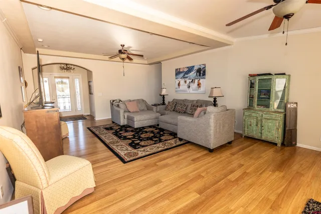a view of a lake with a mountain in the background