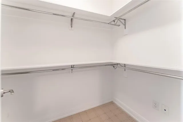 a view of a room with racks on the wall